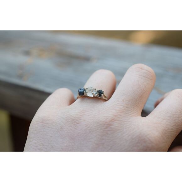 Natural Sapphire Ring, raw sapphire ring - Picture 3 of 4